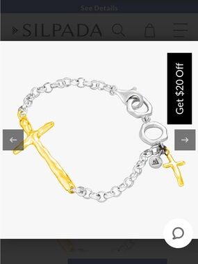 Silpada Two-Tone Cross Link Bracelet in Silver and Gold